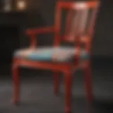 A beautifully refinished wood chair showcasing a vibrant color scheme.
