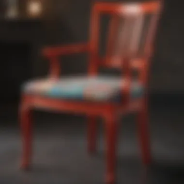A beautifully refinished wood chair showcasing a vibrant color scheme.