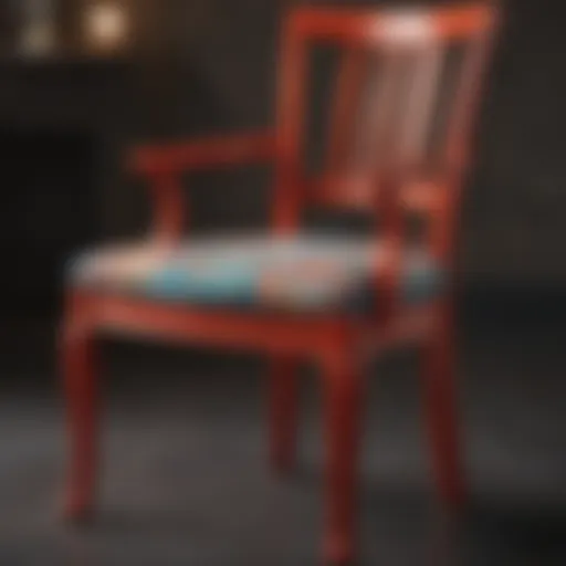 A beautifully refinished wood chair showcasing a vibrant color scheme.