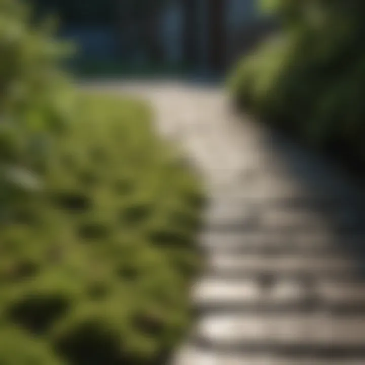 Close-up of moss-covered paving stones in a garden