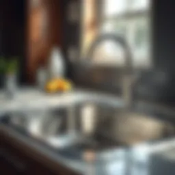 Shiny stainless steel sink after cleaning