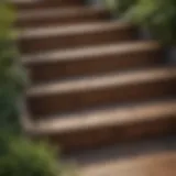 Close-up of high-quality wood used for deck stairs