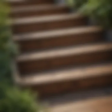 Close-up of high-quality wood used for deck stairs