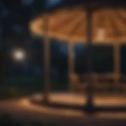 Elegant rope lighting illuminating a gazebo at night