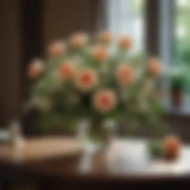 Elegant Rose and Jasmine Bouquet A beautifully arranged bouquet of roses and jasmine on a table