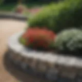 Elegant round flower bed edged with natural stone