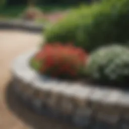 Elegant round flower bed edged with natural stone