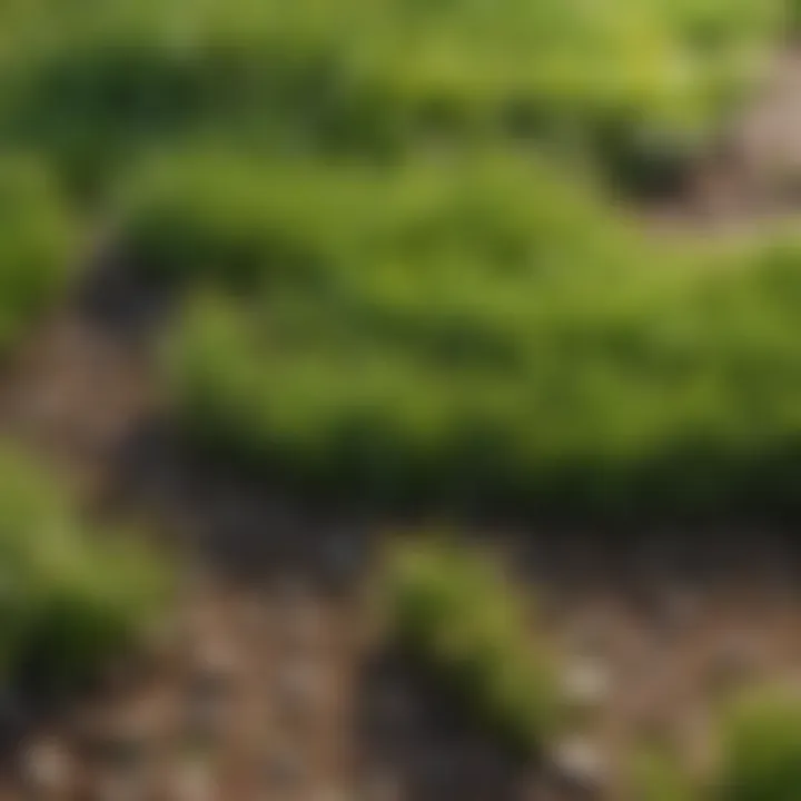 Close-up of granular lawn treatment