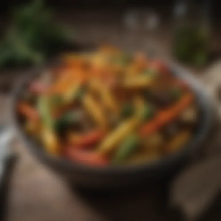 Freshly air-fried vegetables served in a bowl