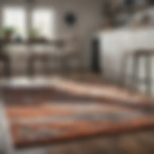 A beautifully designed area rug under a kitchen table showcasing a modern aesthetic