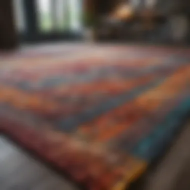 Colorful rugs displayed in a showroom