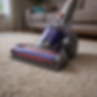 Dyson vacuum on plush carpet