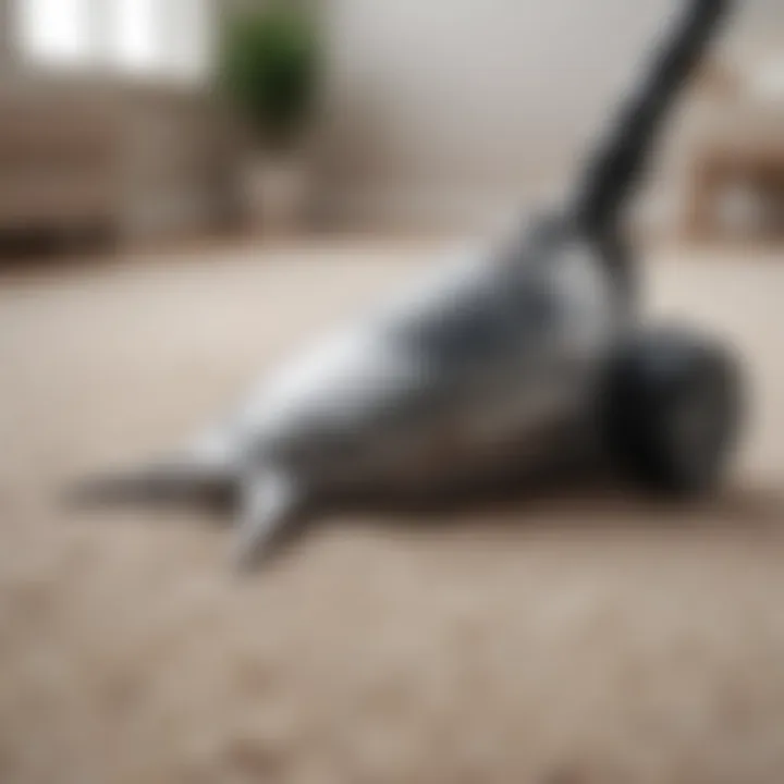 A powerful Shark vacuum model showcasing its suction capabilities on a carpet