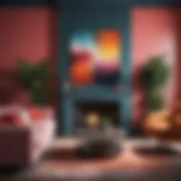 Stylish living room with vibrant color palette