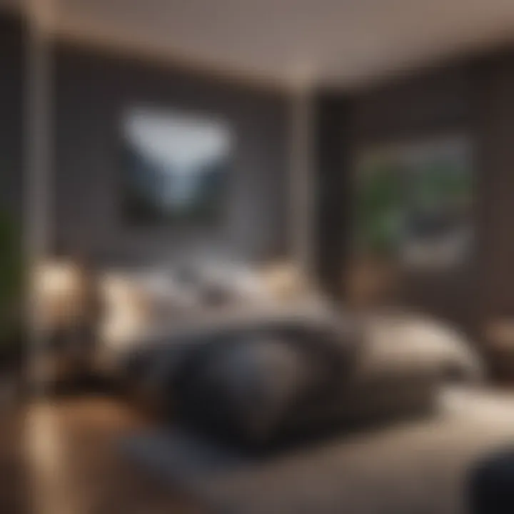 A cozy bedroom with space-saving solutions