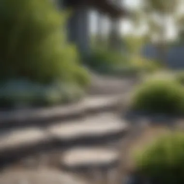 Minimalist front yard with native plants and decorative stones