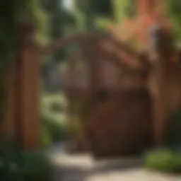 Elegant wooden small yard gate with floral design