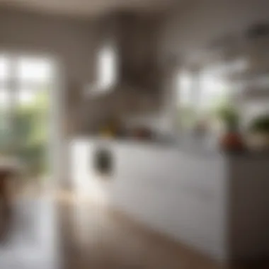 Futuristic Features in Culinary Spaces Bright and airy kitchen with smart technology integrated into design