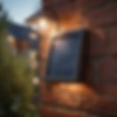 Close-up of a solar panel integrated into a stylish outdoor smart light fixture.