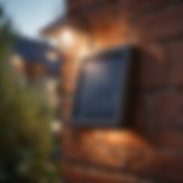 Close-up of a solar panel integrated into a stylish outdoor smart light fixture.