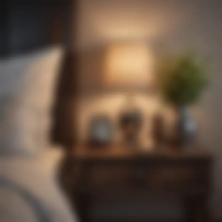 Cozy bedside table with warm lighting and personal touches