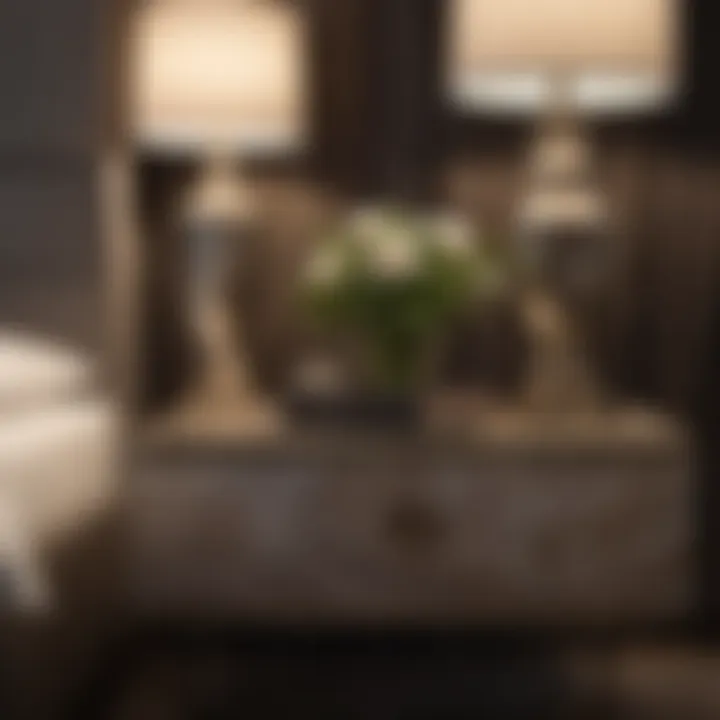 Luxurious bedside arrangement featuring rich textures