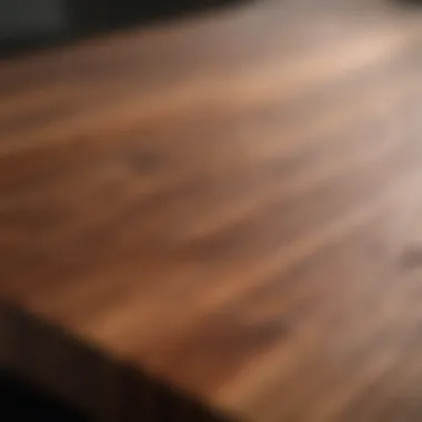 Close-up of a beautifully stained butcher block surface