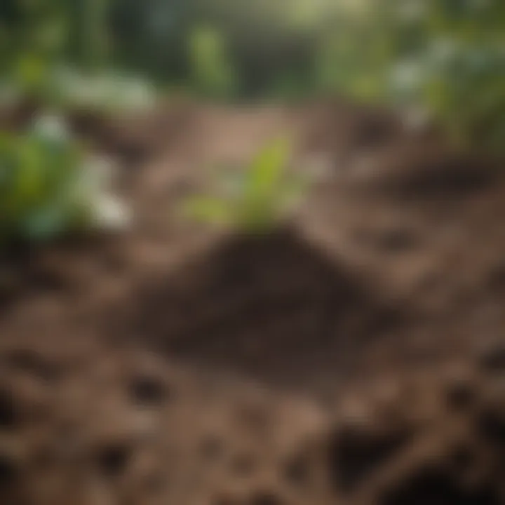 Close-up of rich soil ready for planting.