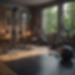 Well-organized home gym space with equipment