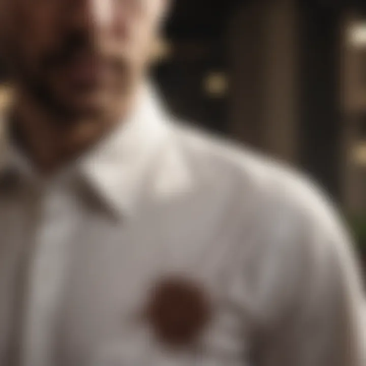 Demonstration of blotting technique on stained shirt