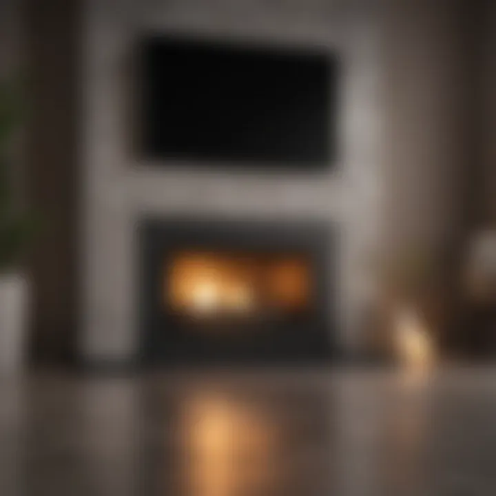 Installation of textured tiles around a fireplace