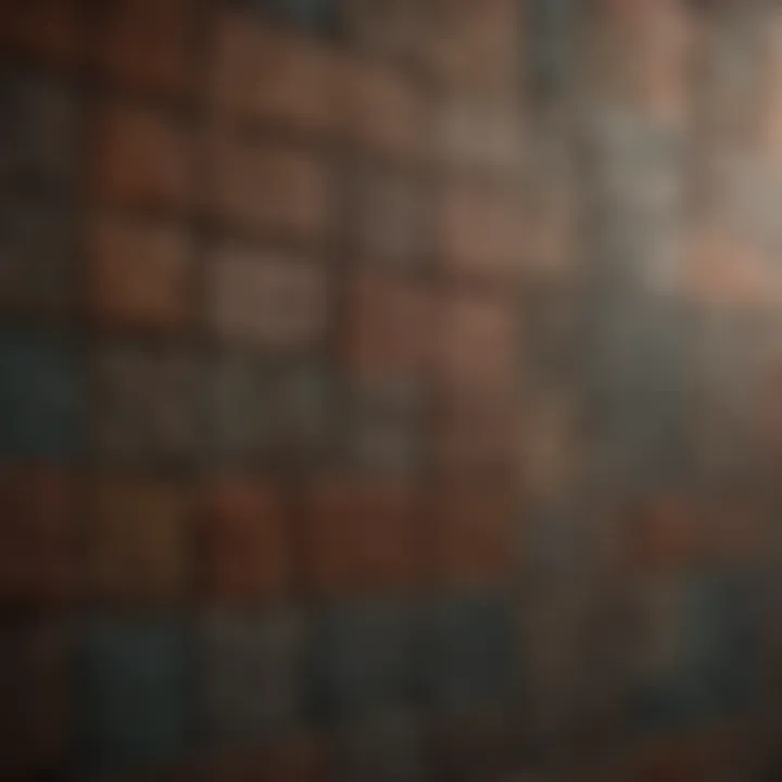 Close-up of various textured tiles used for fireplaces