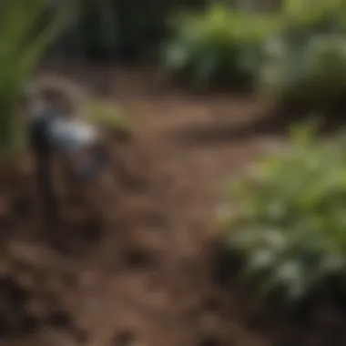 Close-up of soil moisture levels being tested