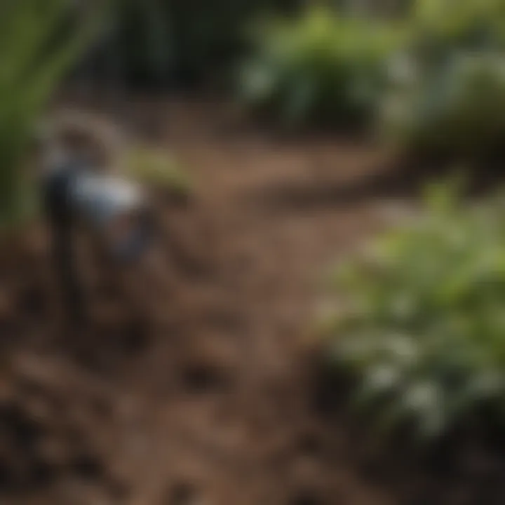 Close-up of soil moisture levels being tested