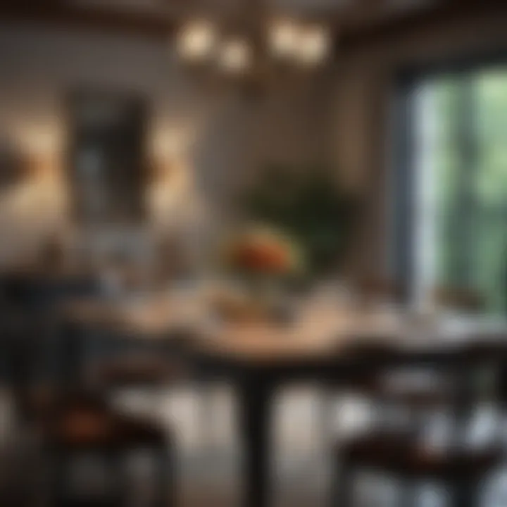 A well-prepared dining table area ready for painting