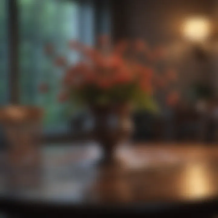 A finished dining table with a stunning, glossy finish