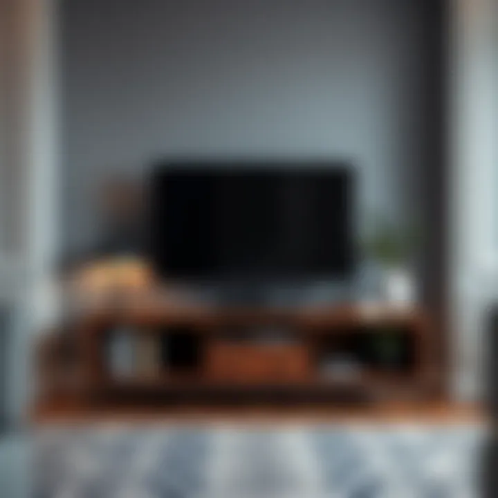 Functional TV Table Offering Storage Solutions Functional TV table with storage solutions for organization