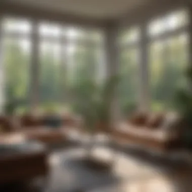 Cozy living space enhanced by the presence of large French windows