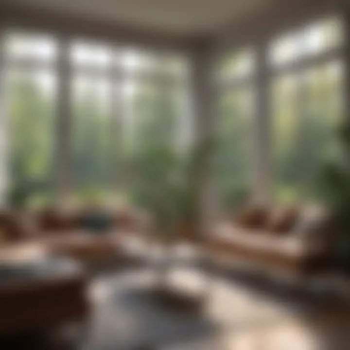 Cozy living space enhanced by the presence of large French windows