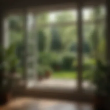 Beautiful garden view through large French windows