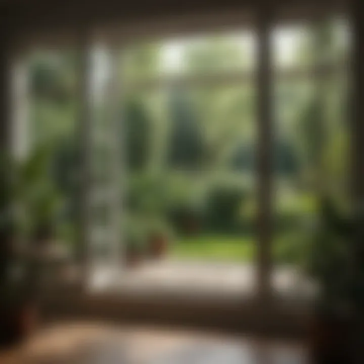 Beautiful garden view through large French windows