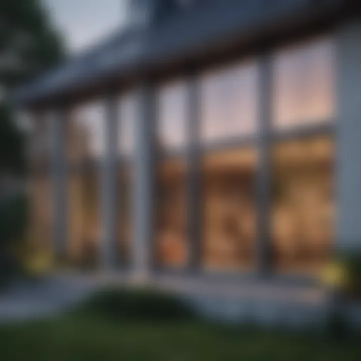 Stylish exterior showcasing large French windows in modern architecture