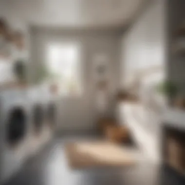 A serene laundry room with eco-friendly products displayed