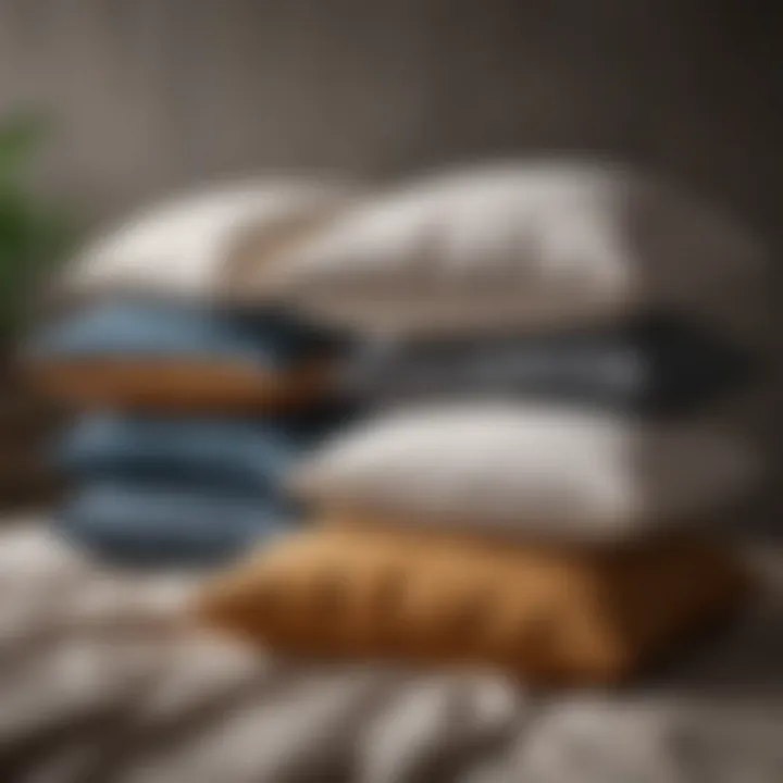 Pillows arranged to represent different sleep styles