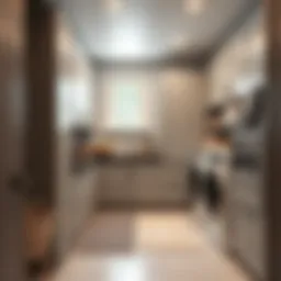 Modern laundry room with sleek cabinetry and organized space