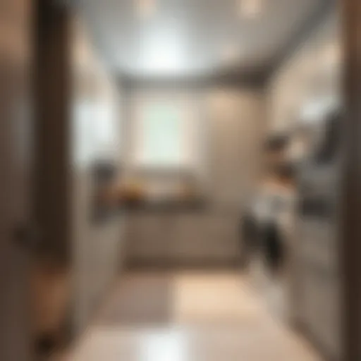 Modern laundry room with sleek cabinetry and organized space