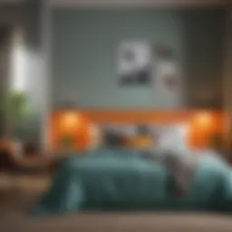Colorful small bedroom with a serene atmosphere