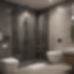 Modern bathroom featuring a seamless integration of shower and toilet