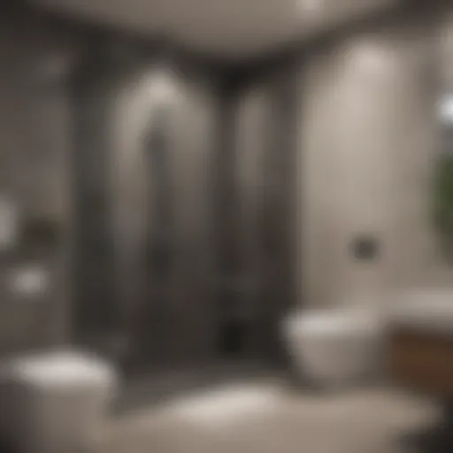 Modern bathroom featuring a seamless integration of shower and toilet