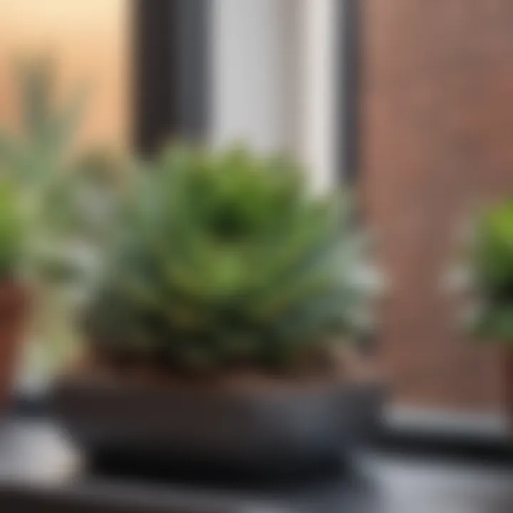 Close-up of a unique succulent variety placed on a windowsill, showcasing its beauty.